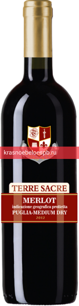 Фото 2 - Вино Terre Sacre Merlot Puglia сухое красное 0.75 л